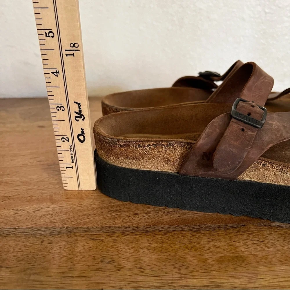 Naot Tahoe Thong Dark Brown Leather Platform Sandal Size 7-7.5 US - Picture 2 of 11